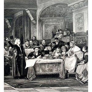 Columbus Before Queen Isabella Photo Gravure Victorian 1894 Art Brozik DWS11